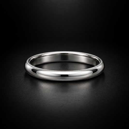 Women's Classic Slim Domed Wedding Band in Platinum