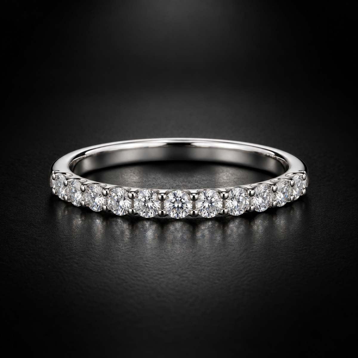 Women's Shared-Prong Pavé Diamond Wedding Band in Platinum