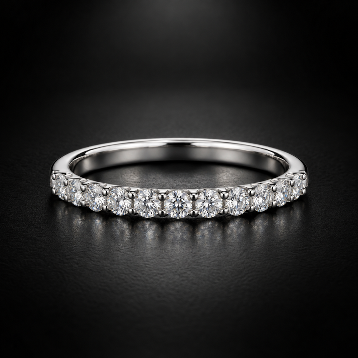 Women's Shared-Prong Pavé Diamond Wedding Band in Platinum