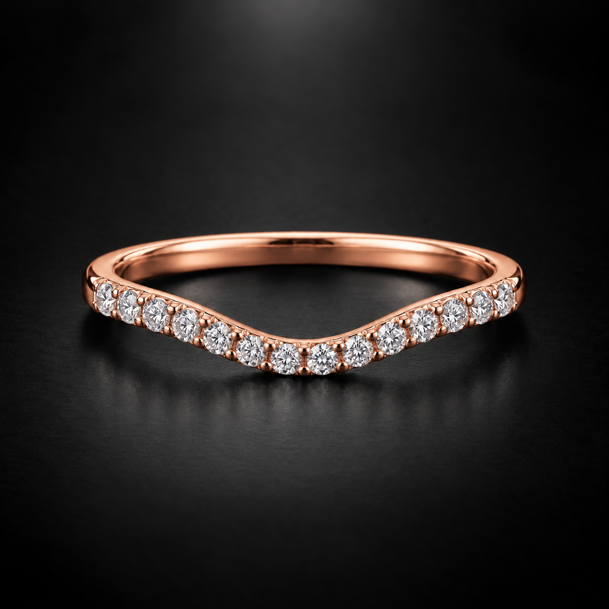 Women's Curved Contour Pavé Diamond Wedding Band in 18kt Rose Gold