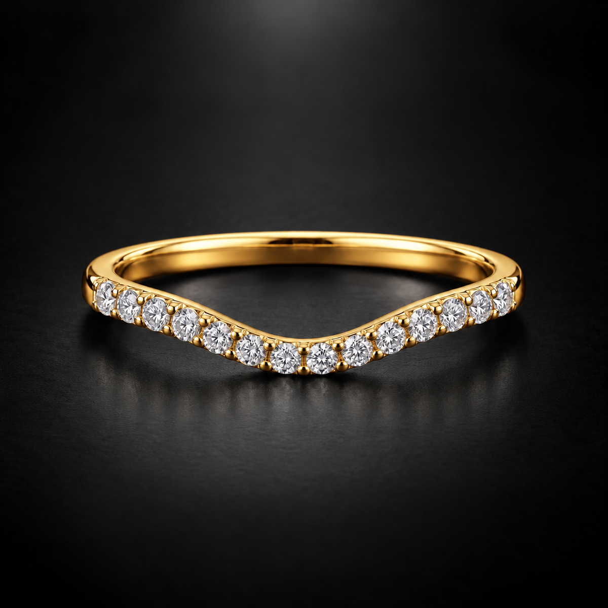 Women's Curved Contour Pavé Diamond Wedding Band in 18kt Yellow Gold