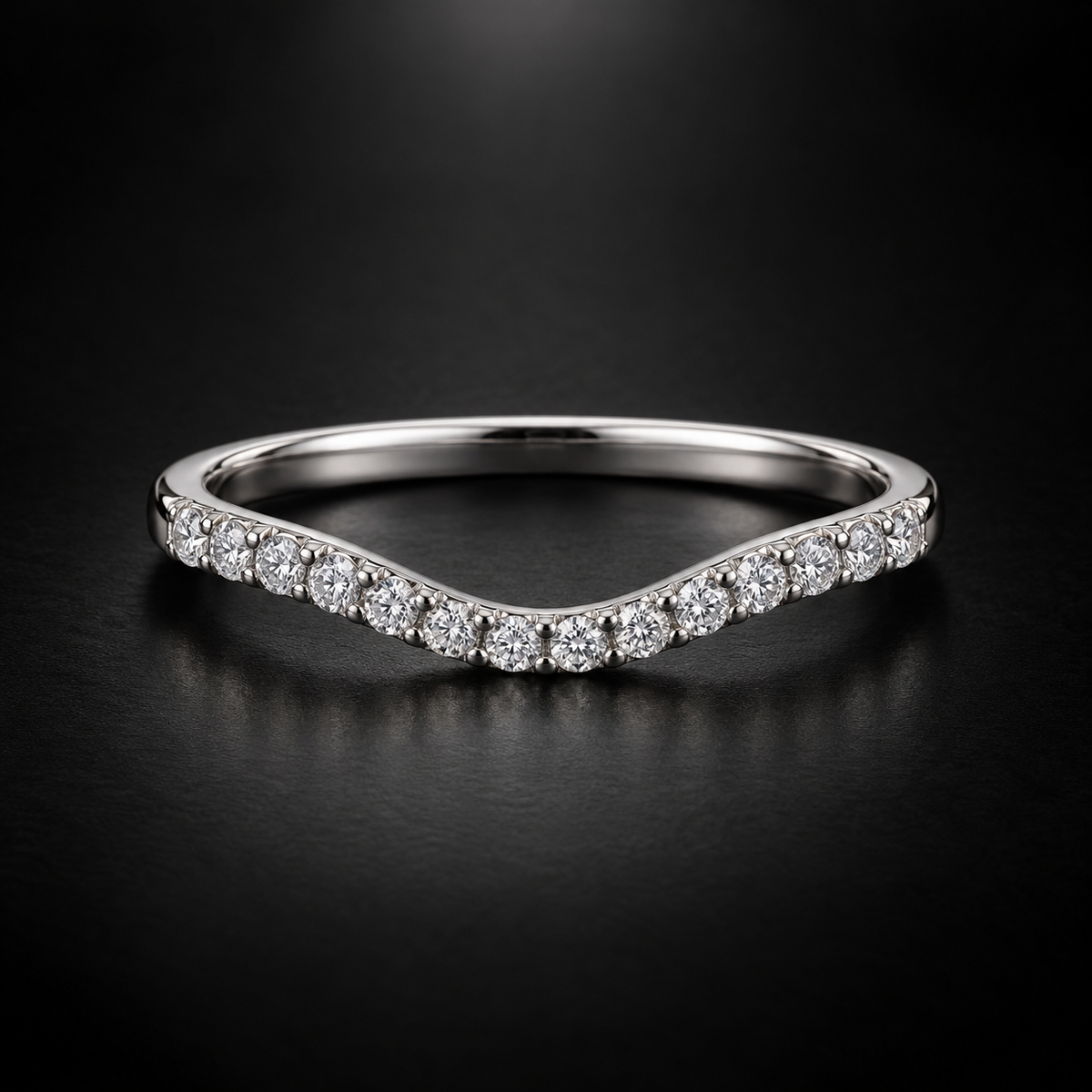 Women's Curved Contour Pavé Diamond Wedding Band in Platinum