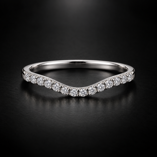 Women's Curved Contour Pavé Diamond Wedding Band in Platinum