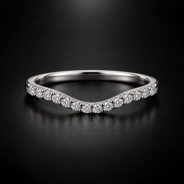 Women's Curved Contour Pavé Diamond Wedding Band in Platinum