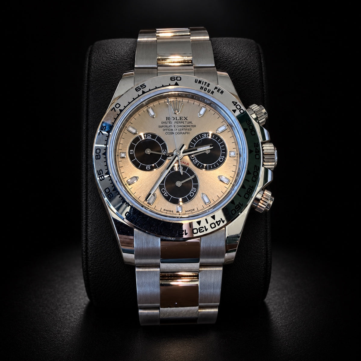 Rolex Cosmograph Daytona with light sunburst dial and black subdials