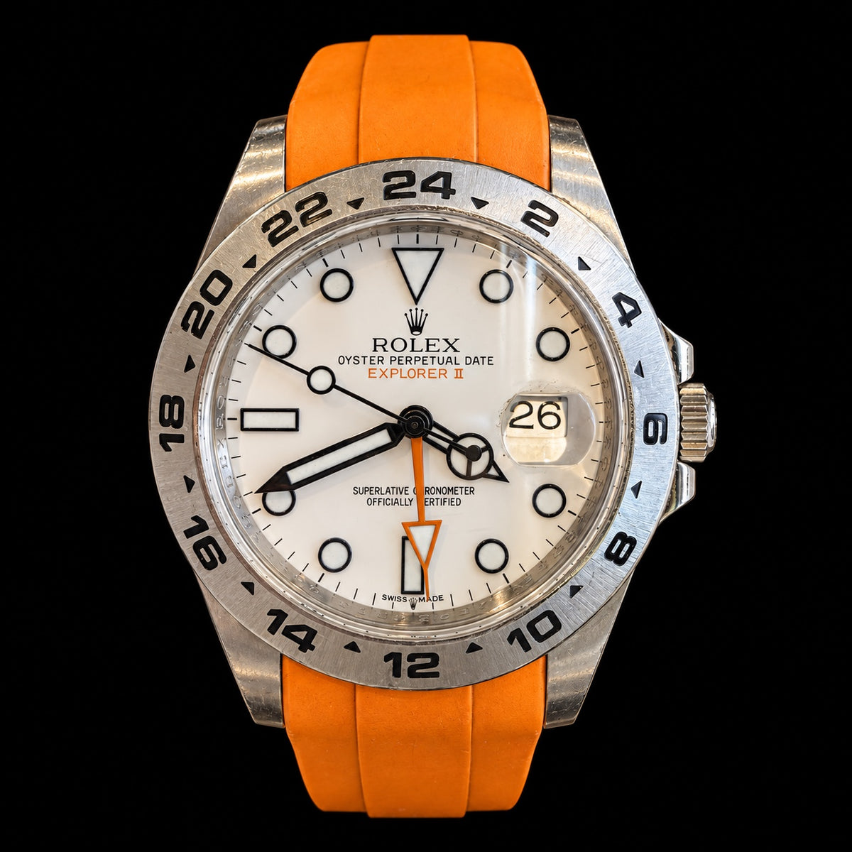Rolex Explorer II, White Dial & Orange Strap