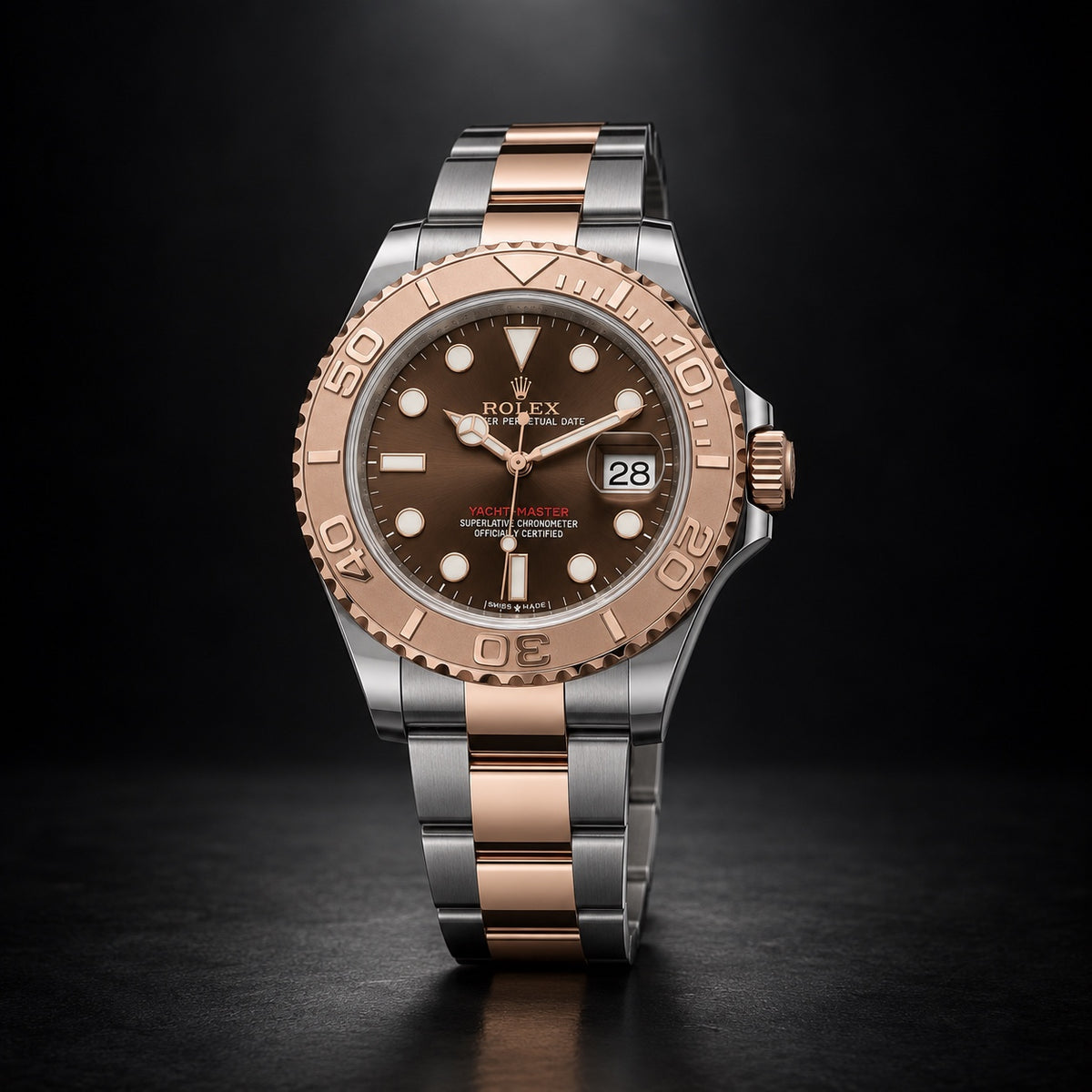 Rolex Yacht-Master Everose Rolesor watch with chocolate dial