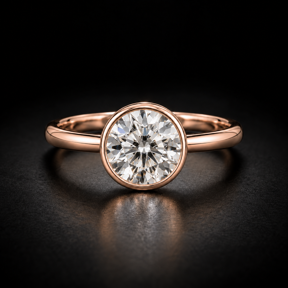Round Bezel-Set Solitaire Engagement Ring