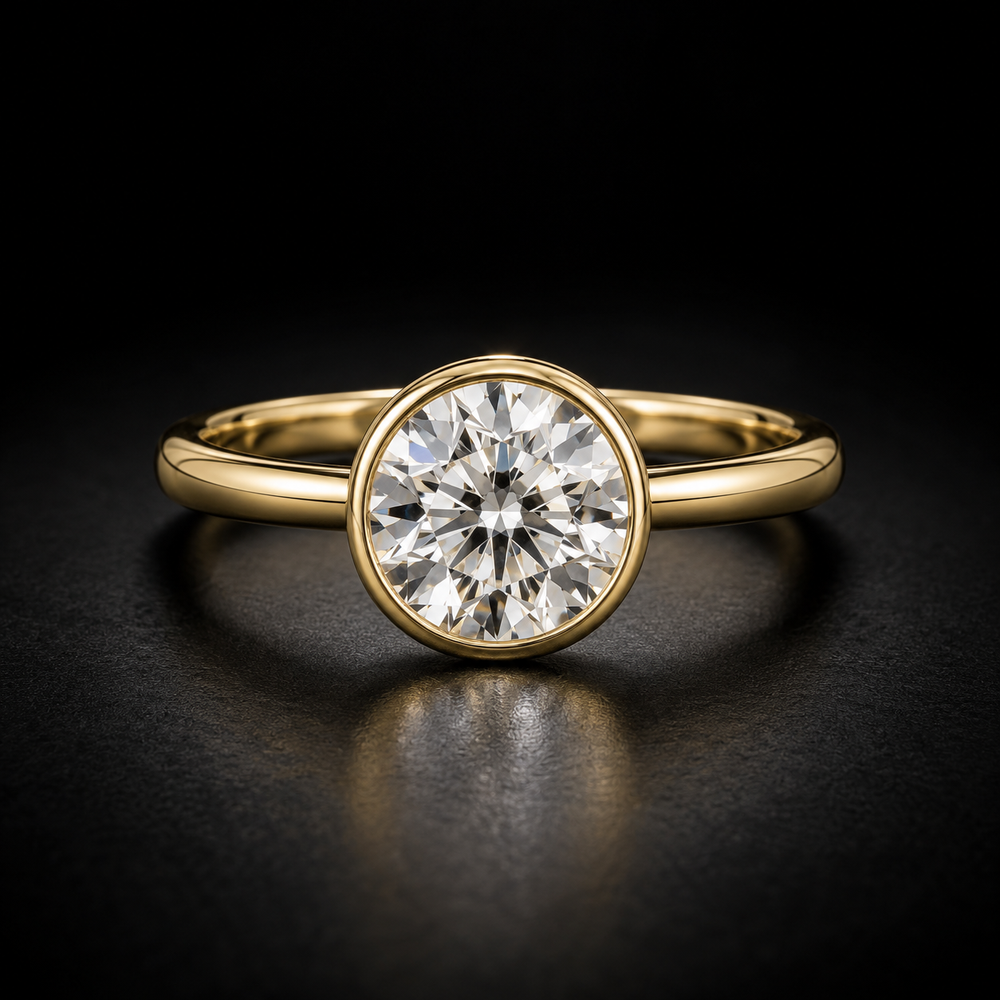 Round Bezel-Set Solitaire Engagement Ring