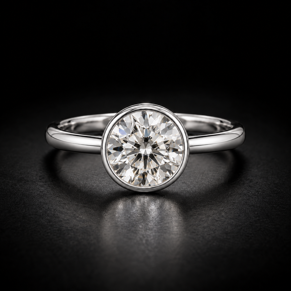 Round Bezel-Set Solitaire Engagement Ring