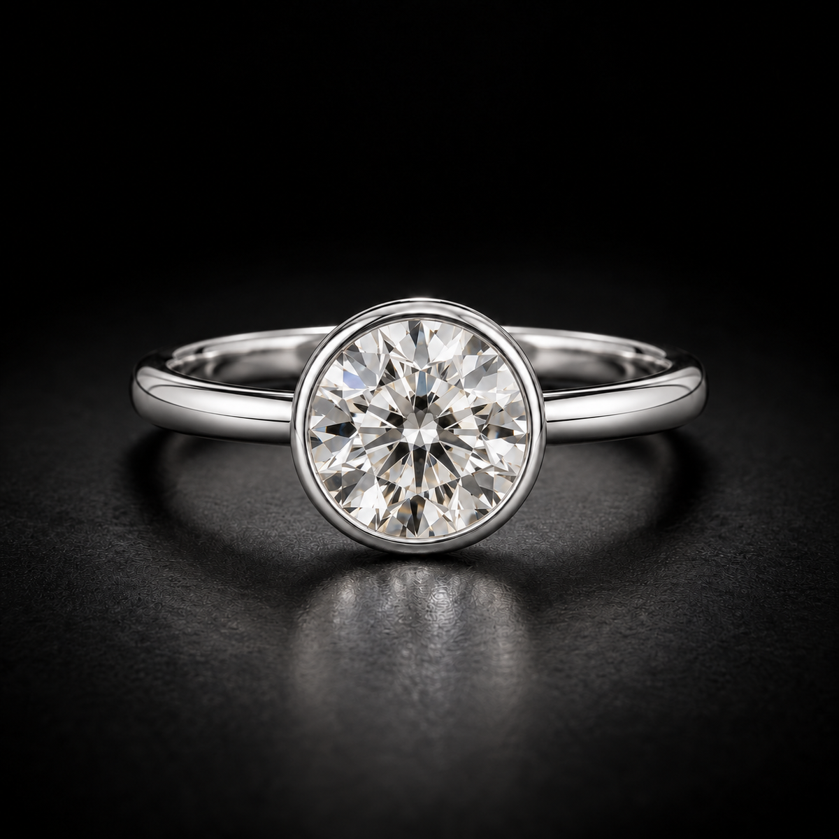 Round Bezel-Set Solitaire Engagement Ring in platinum