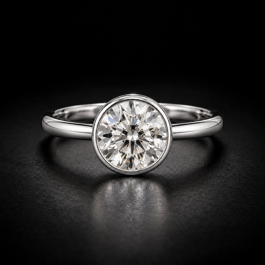 Round Bezel-Set Solitaire Engagement Ring in platinum