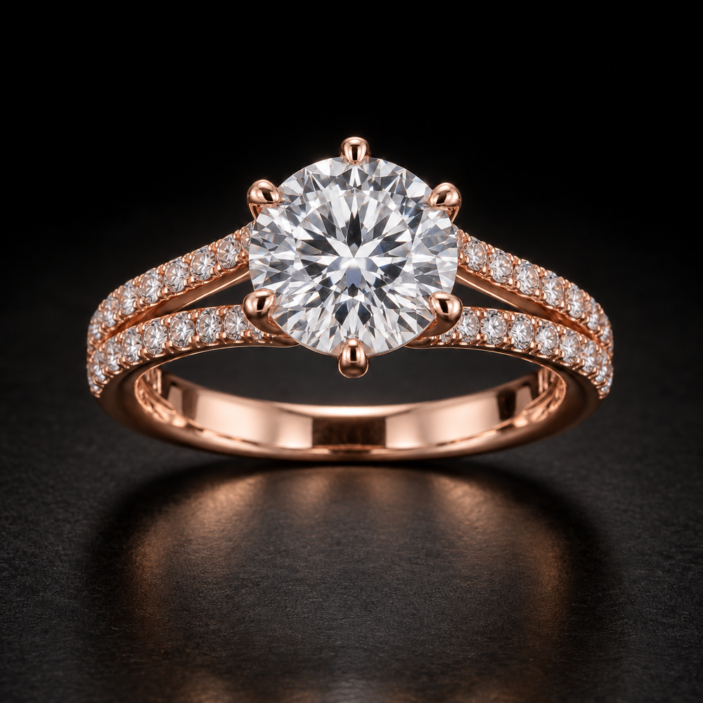 Round Split-Shank Pavé Engagement Ring