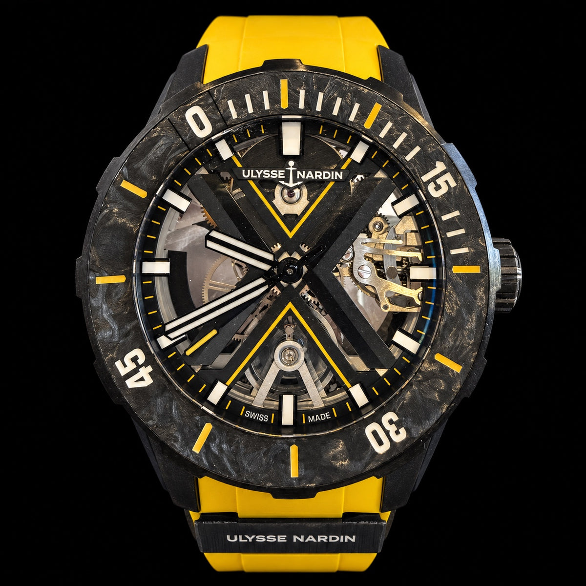 Ulysse Nardin Skeleton Watch, Black & Yellow