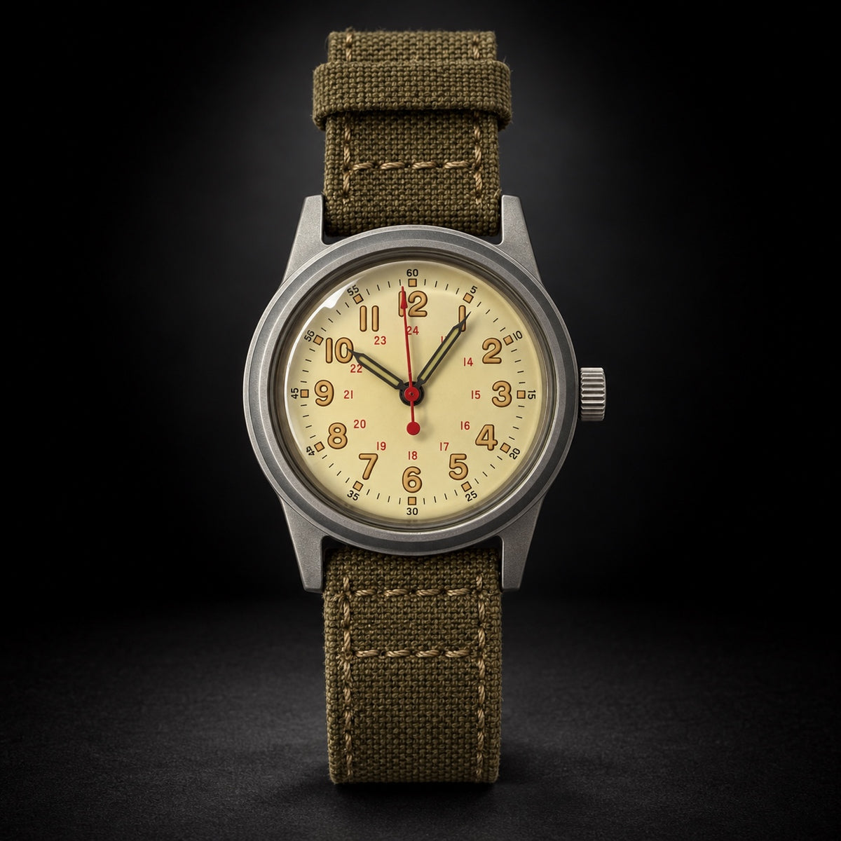 Unbranded Military-Style Field Watch, Cream Dial