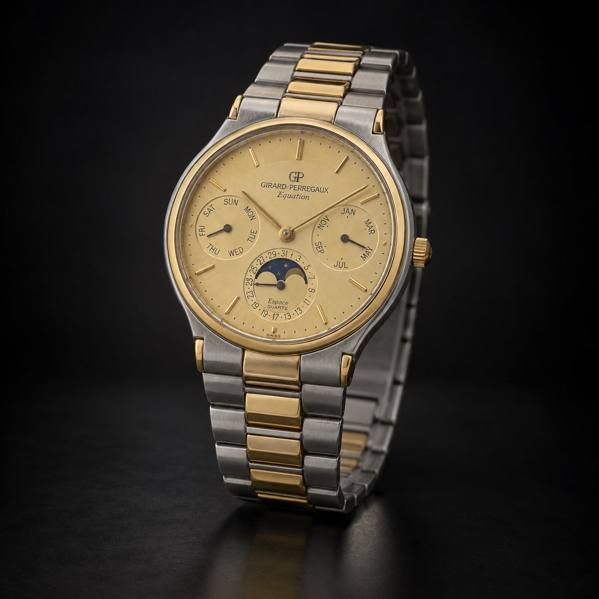 Vintage Girard-Perregaux Equation Espace Quartz calendar