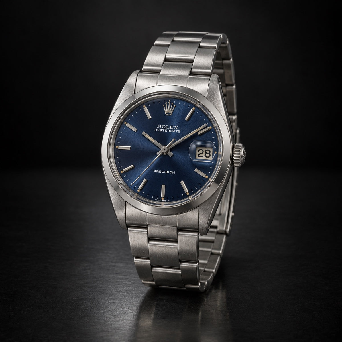 Vintage Rolex Oysterdate Precision with blue dial
